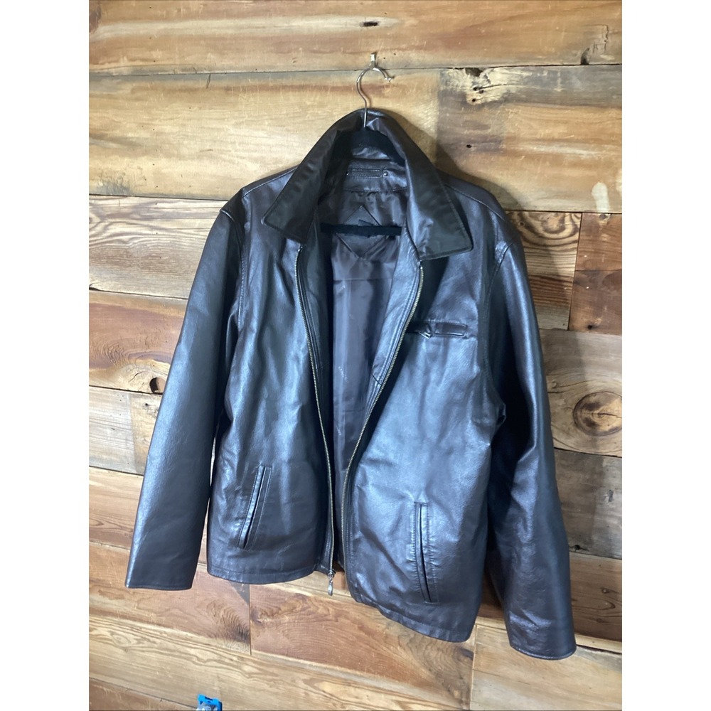 Massini Classic Zip Dark Brown Leather Jacket Lined Men's Large Vintage